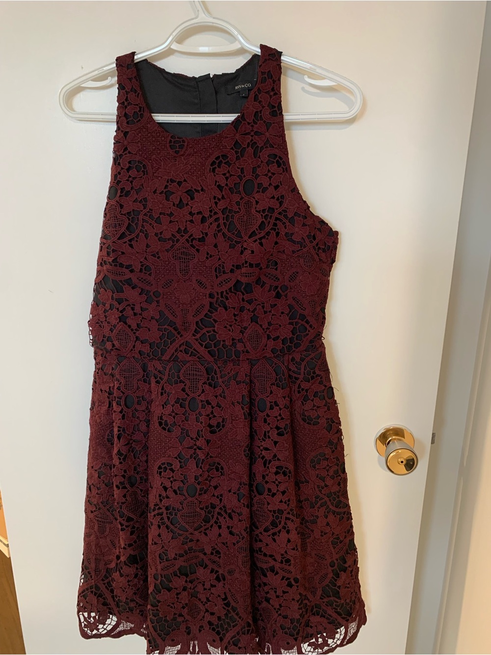 RW&CO. Burgundy Lace Mini Dress